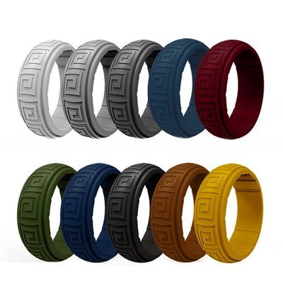 Sports Mens Silicone Ring Breathable Step Edges 8mm for Wedding Engagement