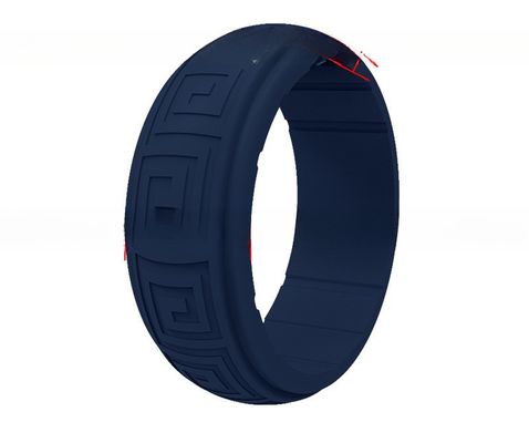 Sports Mens Silicone Ring Breathable Step Edges 8mm for Wedding Engagement