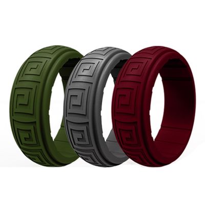 Sports Mens Silicone Ring Breathable Step Edges 8mm for Wedding Engagement