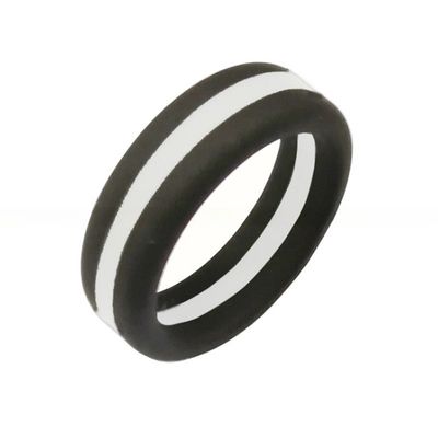 Party 8mm Mens Silicone Wedding Band Flat Edges Two Tone Multi Colors