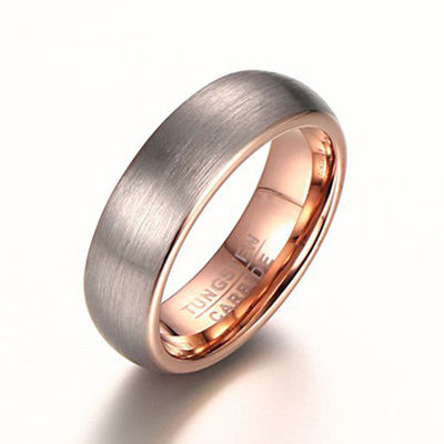 6mm Classic Tungsten Wedding Band for Men with Comfort Fit and Black Rose Gold Two-Tone Design