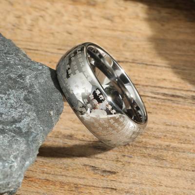 8mm Engraved Chinese Buddhist Heart Sutra Tungsten Ring Unisex Wedding Band with Third Party Appraisal