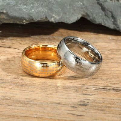 8mm Engraved Chinese Buddhist Heart Sutra Tungsten Ring Unisex Wedding Band with Third Party Appraisal
