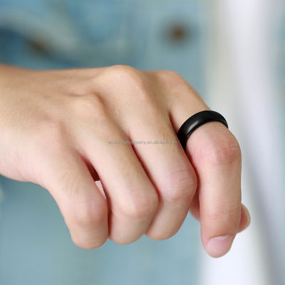 6mm Simple Classic Black Polished Tungsten Wedding Band Ring Trendy Gift for Engagement and Parties