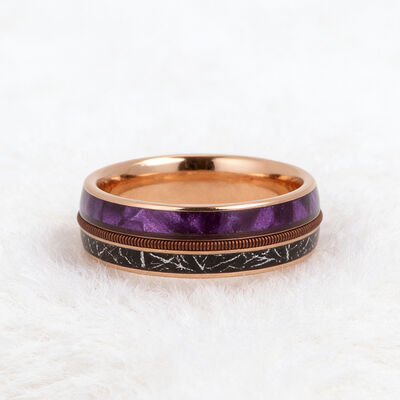 8mm Rose Gold Plated Tungsten Wedding Band with Purple Shell Inlay for Men and Women