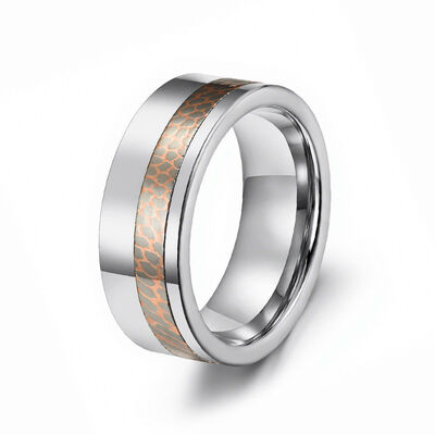 8mm Silver Brushed Polished Tungsten Wedding Band Ring with Superconductor Inlay for Men and Women