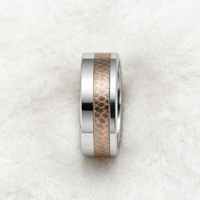 8mm Silver Brushed Polished Tungsten Wedding Band Ring with Superconductor Inlay for Men and Women