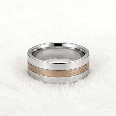 8mm Silver Brushed Polished Tungsten Wedding Band Ring with Superconductor Inlay for Men and Women