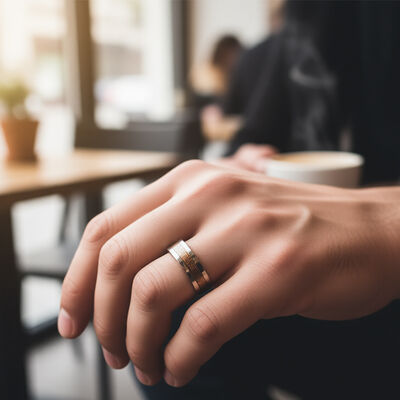 8mm Silver Brushed Polished Tungsten Wedding Band Ring with Superconductor Inlay for Men and Women