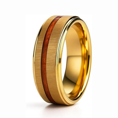 Luxury 8mm 18K Gold Plated Tungsten Wedding Band with Scratch-Resistant Red Liner Inlay for Men and Women