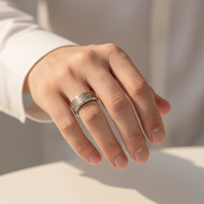 Wholesale Silver Plated Tungsten Ring with Laser Crosses Engraved and Channel Setting Inlay for Men's Wedding Band