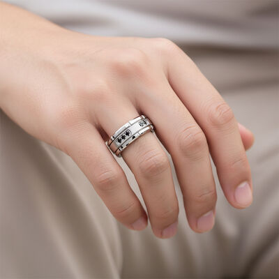 Silver Plated Tungsten Wedding Band Ring with Black Diamond Brushed Inlay and High-Hardness Tungsten for Men and Women
