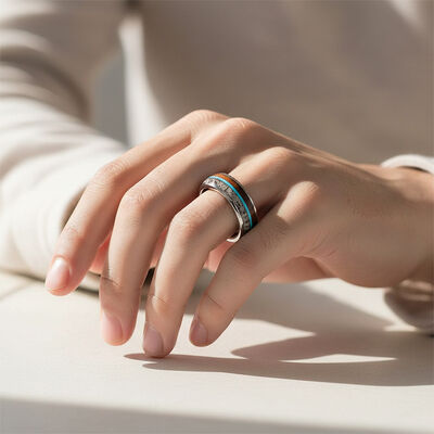 8mm Tungsten Ring with Oval Cut Wooden Antler Deer Inlay - Scratch & Deformation Proof Wedding Band for Men and Women