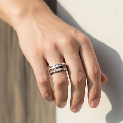 8mm Tungsten Ring with Celtic Deer Inlay and Deer Antler Wedding Band for Men and Women