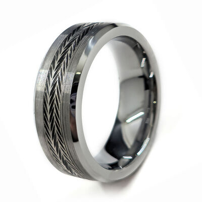 High-Hardness Tungsten Ring with Long-Lasting Luster and Trendy Color-Blocking for Wedding and Gifting