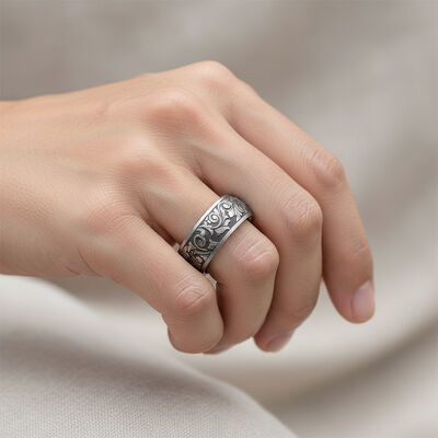 Wholesale Direct Handmade Silver Plated Stainless Steel Vintage Style Wedding Ring for Men and Women