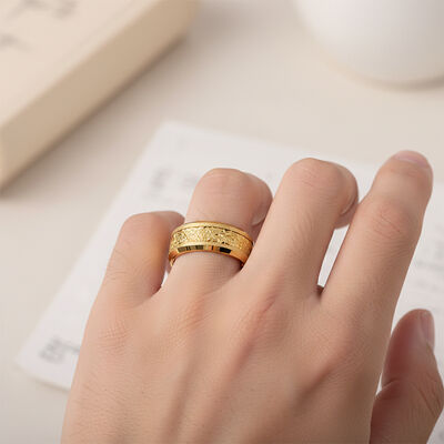 8mm 18K Gold Plated Tungsten Wedding Band with Gold Foil Inlay Luxury Tungsten Carbide Ring