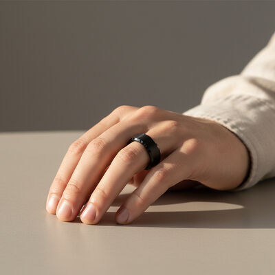 8MM Black Matte Beveled Edge Tungsten Wedding Band Ring for Men and Women