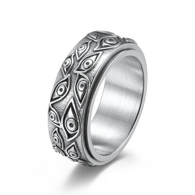 Devil's Eye Stainless Steel Ring Silver Plated Trendy Wedding Band Promise Ring
