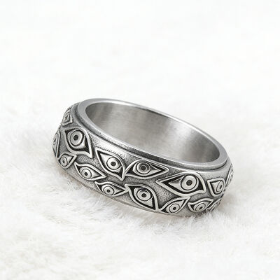 Devil's Eye Stainless Steel Ring Silver Plated Trendy Wedding Band Promise Ring