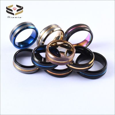 Blue Channel Classic Style Black Tungsten Wedding Bands for Her and Him in Other Diamond Shape