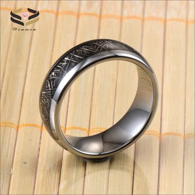 8mm Silver Tungsten Carbide Black Meteorite Ring Fashionable Wedding Band with Sample Making and Other Diamond Shape