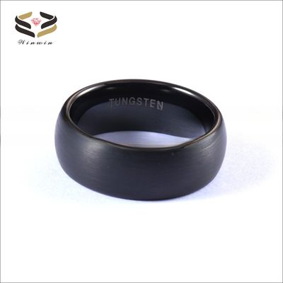 Third Party Appraisal Certificate 8mm Classic Black Plated Tungsten Rings for Men