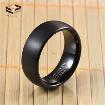 Third Party Appraisal Certificate 8mm Classic Black Plated Tungsten Rings for Men