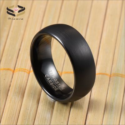 Third Party Appraisal Certificate 8mm Classic Black Plated Tungsten Rings for Men