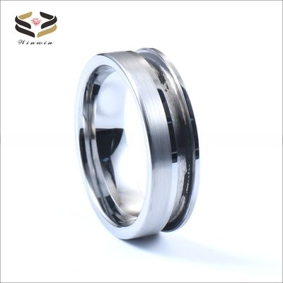 Engravable Channel Setting Flat Tungsten Carbide Blank Ring 8mm For Inlay Matte Finished Offset Groove Other Pearl Type
