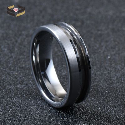 Engravable Channel Setting Flat Tungsten Carbide Blank Ring 8mm For Inlay Matte Finished Offset Groove Other Pearl Type