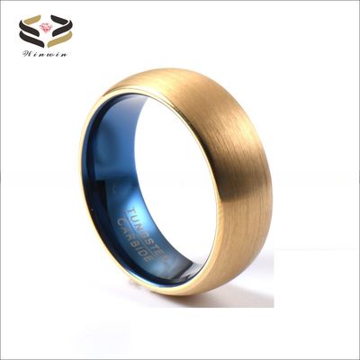 Other Diamond Shape 8mm Two Tone Tungsten Rings for Men Women Gold Wedding Band Black Rose Gold Blue Domed Style Comfort Fit