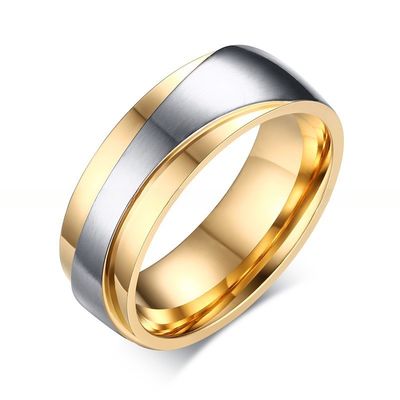 Gift Bridal CZ Stainless Steel Wedding Ring Band Set White Gold Plated 7mm