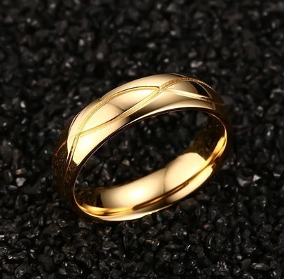 Channel Setting Stainless Steel Promise Rings Gold Filled White CZ For Couples Wedding Engagement