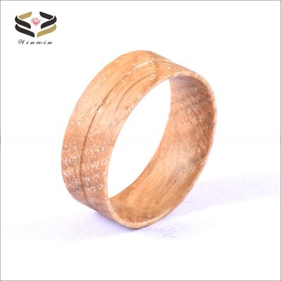 Unisex 6mm 8mm Flat Edge Whiskey Barrel Wood Wooden Ring Cores For Inlay Blank Ring with Channel Setting Technology Custom