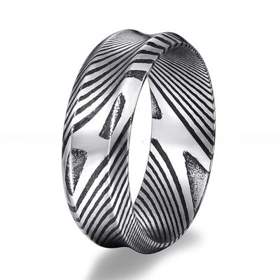 Black 8mm Damascus Steel Wedding Band Custom Made for Men and Women Invisible Setting Included Children's Gender Neutral