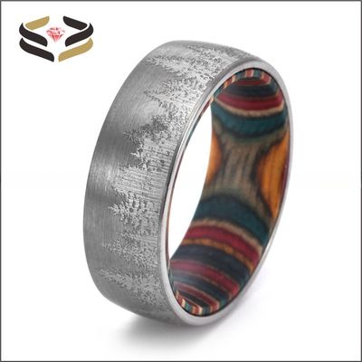 Third Party Appraisal 8mm Tungsten Rings Wood Liner Wedding Band Mens Wooden Ring for Benefit