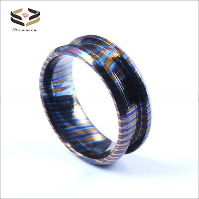 Customized Handmade Natural Colourful Timascus Rings Blank Inlay Ring for Men Width 8mm Third Party Appraisal Certificate