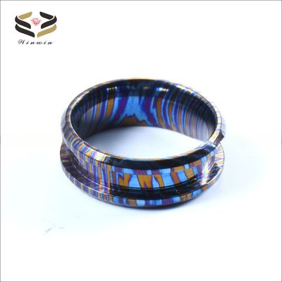 Customized Handmade Natural Colourful Timascus Rings Blank Inlay Ring for Men Width 8mm Third Party Appraisal Certificate