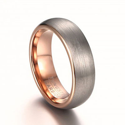 6mm Classic Tungsten Wedding Band for Men with Comfort Fit and Black Rose Gold Two-Tone Design