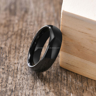 6mm Simple Classic Black Polished Tungsten Wedding Band Ring Trendy Gift for Engagement and Parties