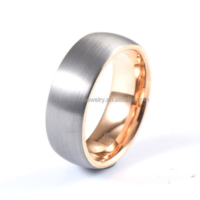 8mm Classic Dome Brushed Silver Rose Gold Tungsten Wedding Band Ring for Unisex Comfort Fit