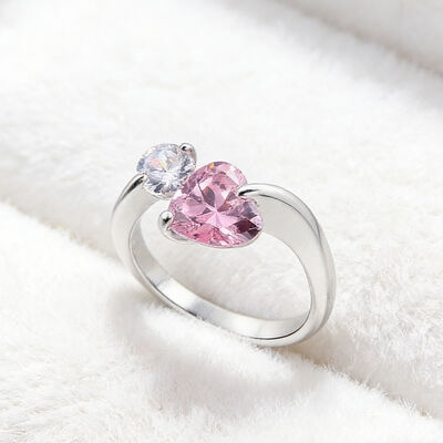 Silver Plated Stainless Steel Ring with Zircon Channel Setting for Unisex Wedding Band