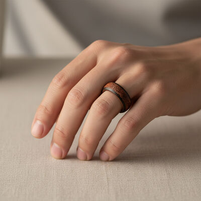 8mm Lightweight Wooden Wedding Band with Handcrafted Finish and Eco-friendly Wood Material