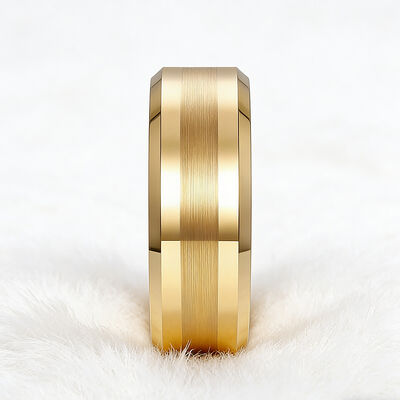 Customized 8mm Gold Plated Brushed Tungsten Wedding Band for Men and Women
