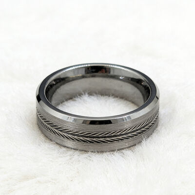 High-Hardness Tungsten Ring with Long-Lasting Luster and Trendy Color-Blocking for Wedding and Gifting