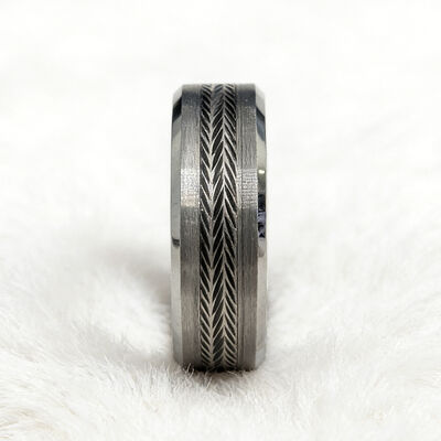 High-Hardness Tungsten Ring with Long-Lasting Luster and Trendy Color-Blocking for Wedding and Gifting