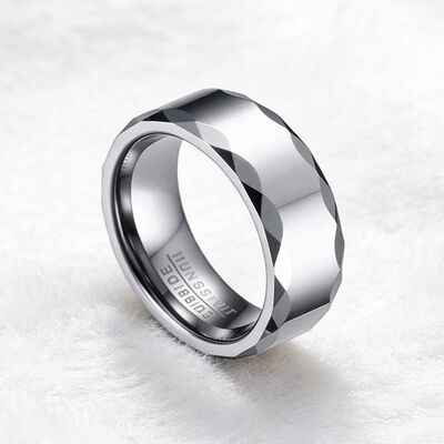 Silver Plated Wear Resistant Non-fading Tungsten Ring for Men and Women Wedding Band