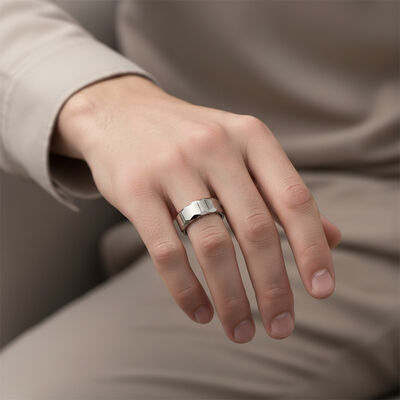 Silver Plated Wear Resistant Non-fading Tungsten Ring for Men and Women Wedding Band