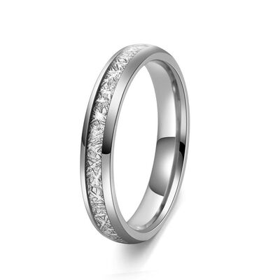6mm Silver Plated Tungsten Ring with Trendy Color-Blocking for Men and Women Wedding Band